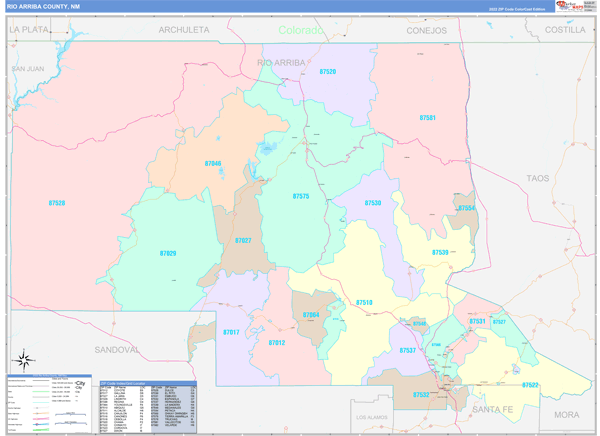 Rio Arriba County Wall Map Color Cast Style